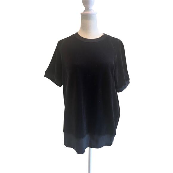Todd Snyder Shirt SZM Velvet Short Sleeve Pullover Black Round Neck Women - Picture 1 of 10